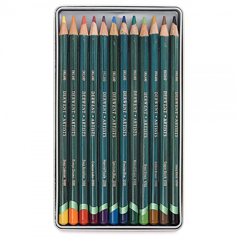 Derwent Artists Pencil 12'li Teneke Kutu (Kuru Boya Kalemi)