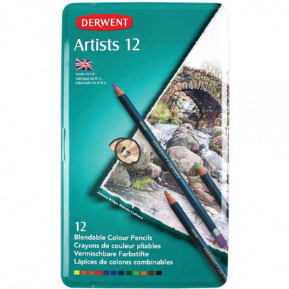 Derwent Artists Pencil 12'li Teneke Kutu (Kuru Boya Kalemi)