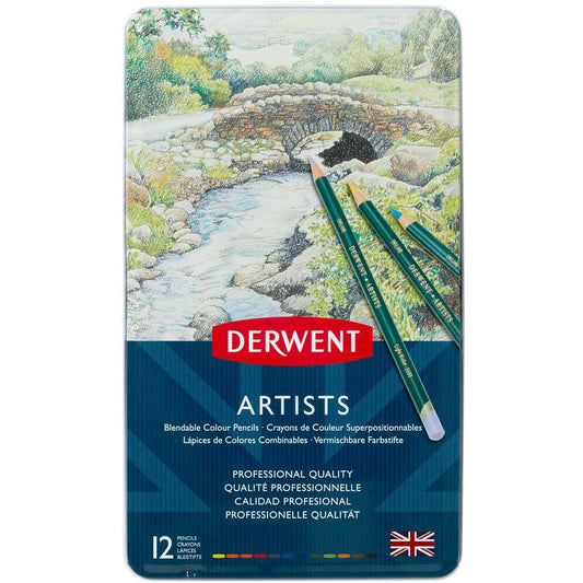Derwent Artists Pencil 12'li Teneke Kutu (Kuru Boya Kalemi)