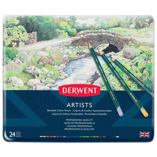 Derwent Artists Pencil 24'lü Teneke Kutu (Kuru Boya Kalemi)