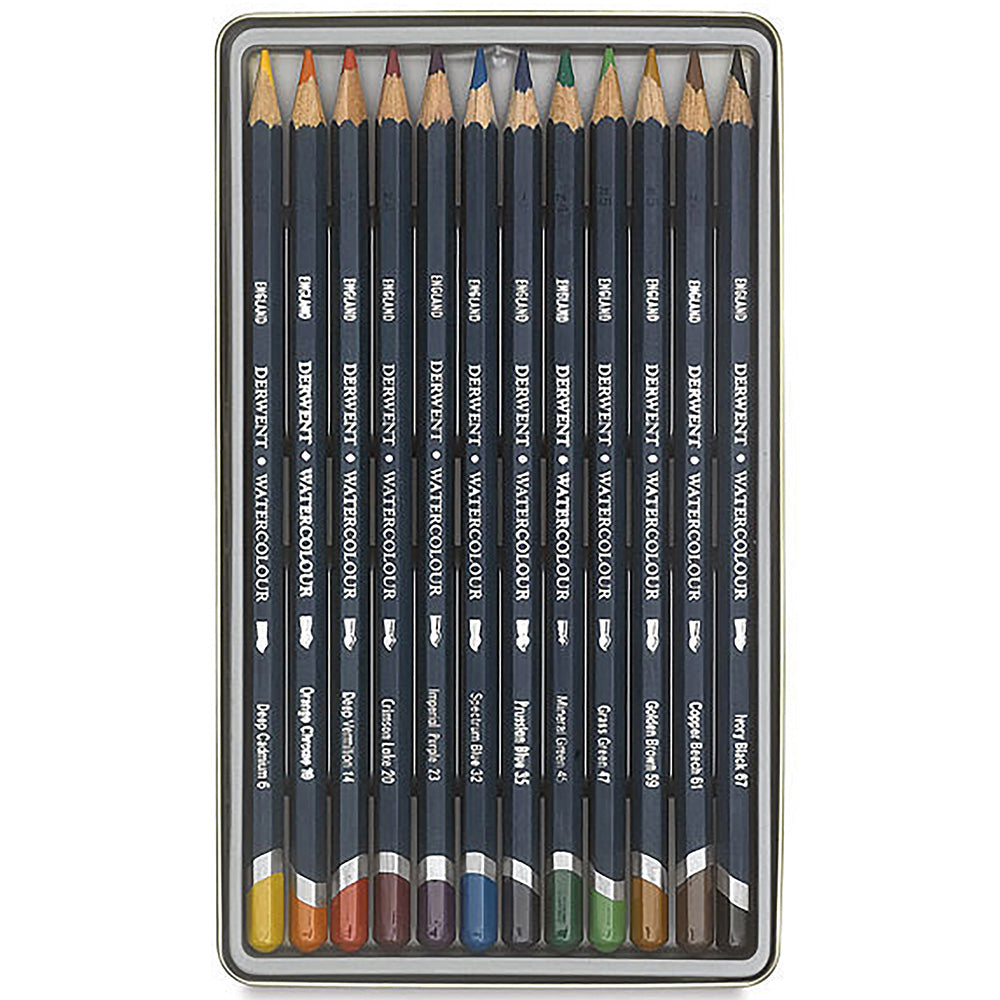 Derwent Watercolour Pencil 12'li Teneke Kutu (Sulu Boya Kalemi)