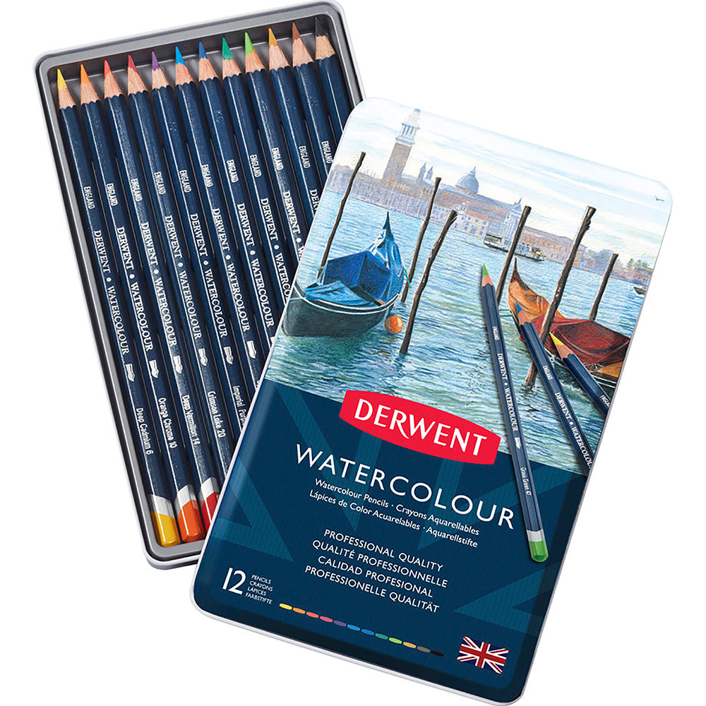 Derwent Watercolour Pencil 12'li Teneke Kutu (Sulu Boya Kalemi)