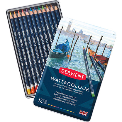 Derwent Watercolour Pencil 12'li Teneke Kutu (Sulu Boya Kalemi)