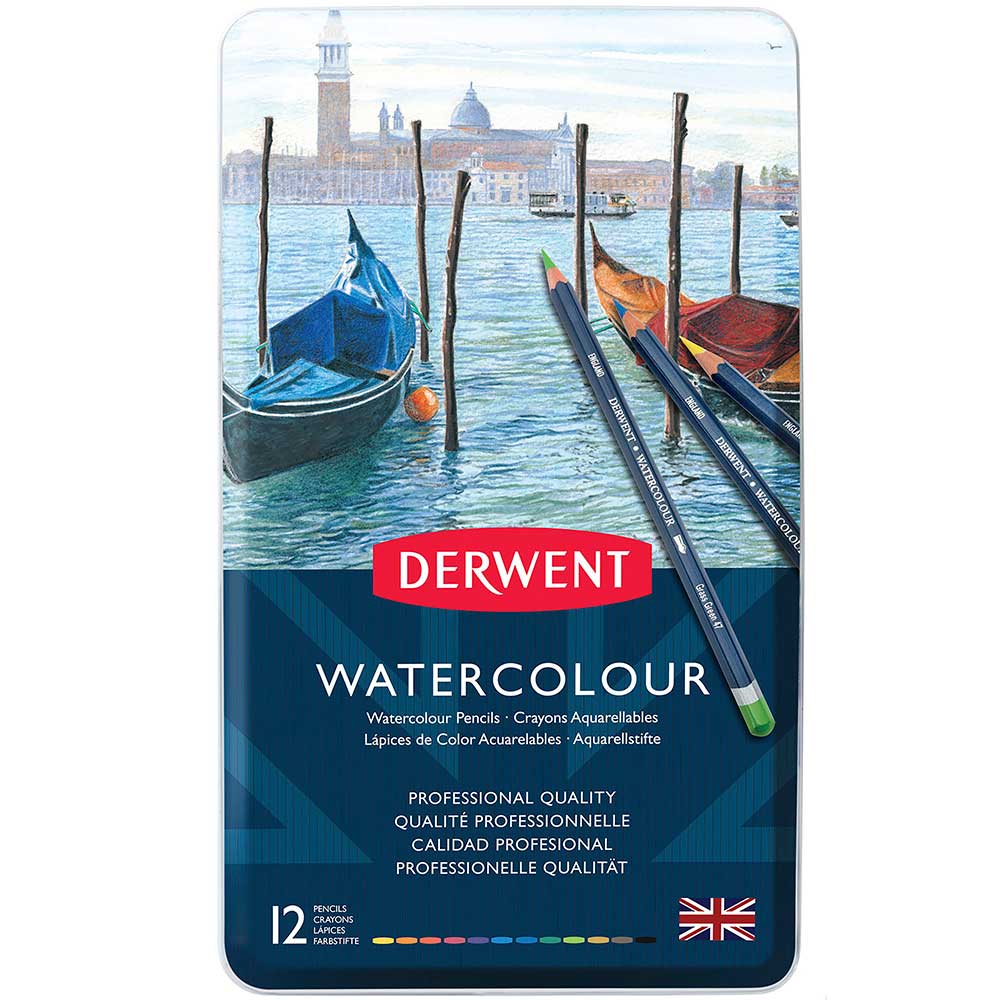 Derwent Watercolour Pencil 12'li Teneke Kutu (Sulu Boya Kalemi)