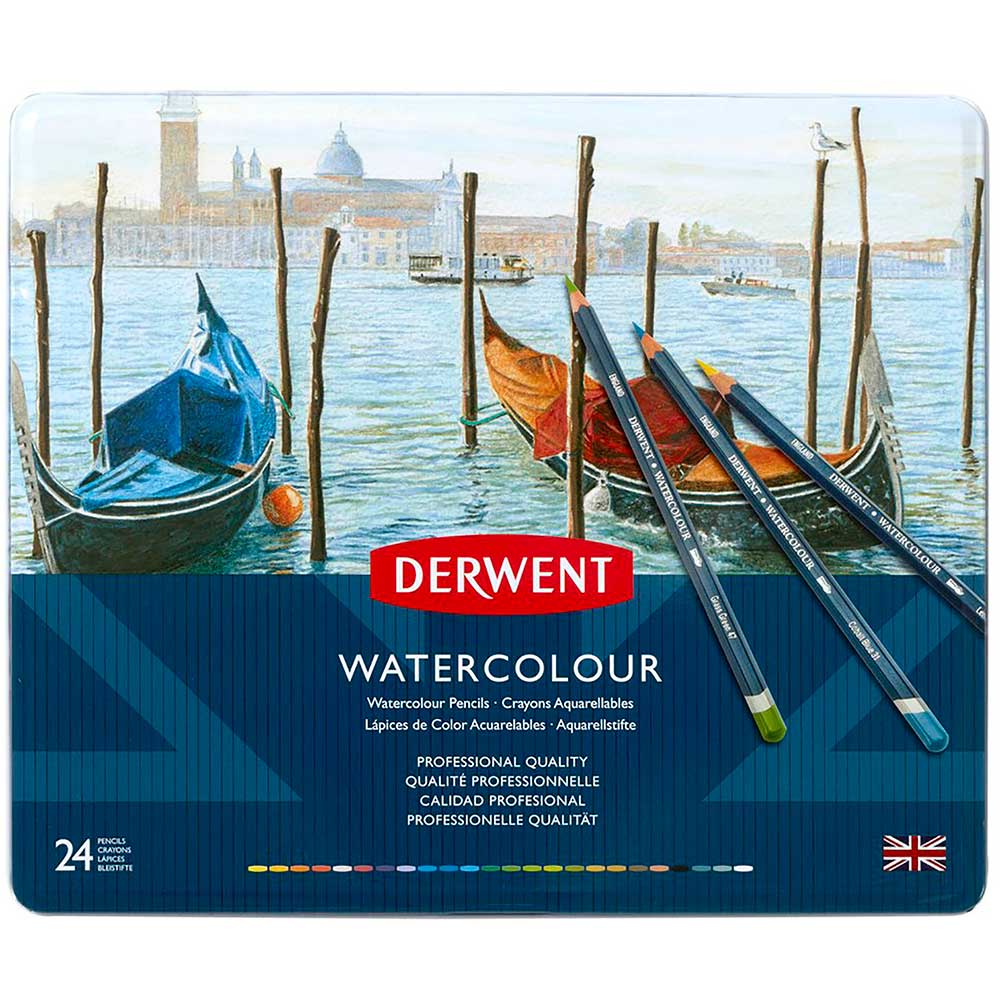 Derwent Watercolour Pencil 24'lü Teneke Kutu (Sulu Boya Kalemi)