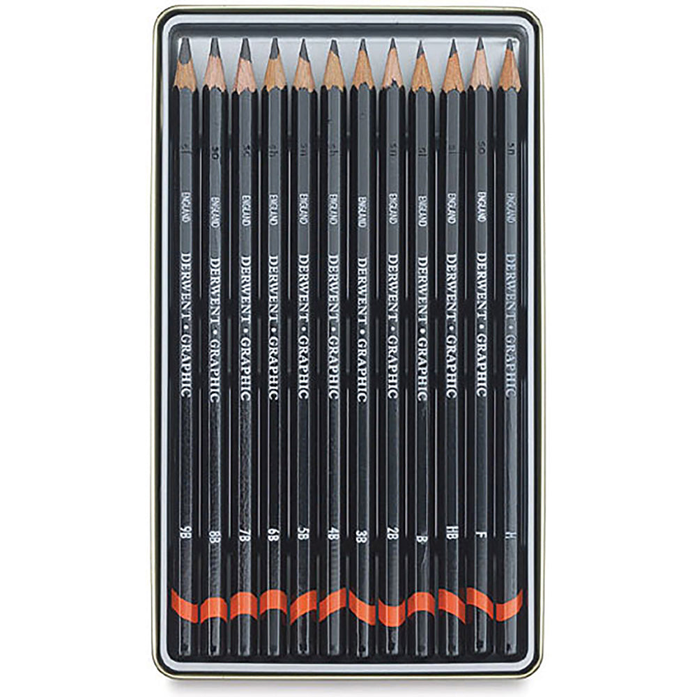 Derwent Graphic Pencil 12'li Teneke Kutu Soft (Dereceli Kalem)(Yumuşak Uçlar)