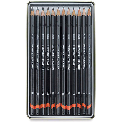 Derwent Graphic Pencil 12'li Teneke Kutu Soft (Dereceli Kalem)(Yumuşak Uçlar)