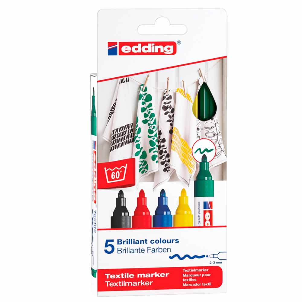 Edding Tekstil Markörü 2-3mm 5'li Kutu Temel Renkler