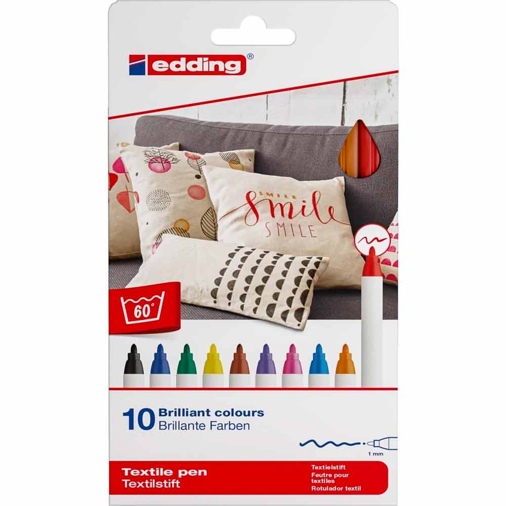 Edding Tekstil Kalemi 1mm 10'li Kutu Soğuk Renkler