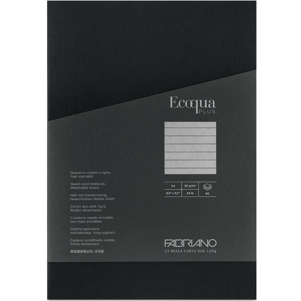Fabriano Ecoqua Plus Glued Notebook 90gr A4 Nero Ruled 90 Yaprak