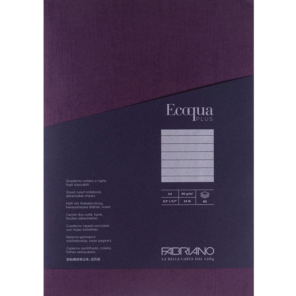Fabriano Ecoqua Plus Glued Notebook 90gr A4 Vino Ruled 90 Yaprak