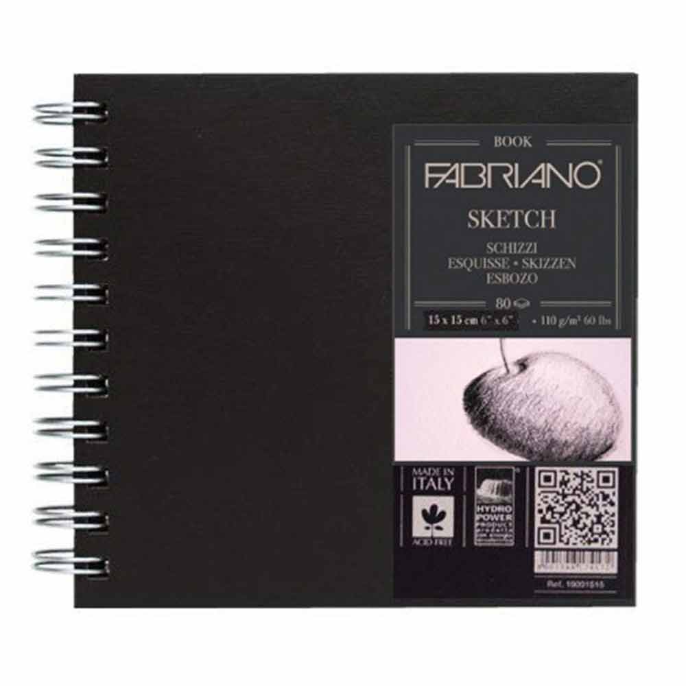 Fabriano Sketch Book Natural Grain 110gr Squared Spiralli Çizim Blok 80 Sayfa 15x15cm