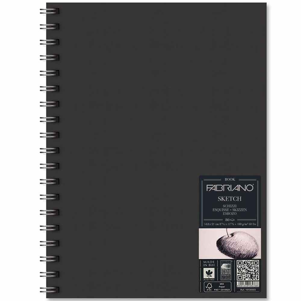 Fabriano Sketch Book Natural Grain 110gr Portrait Spiralli Çizim Blok 80 Sayfa A5 (14.8x21cm)