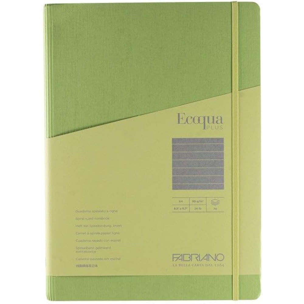 Fabriano Ecoqua Plus Hidden Spiral Notebook 90gr A4 Lime Ruled 70 Yaprak