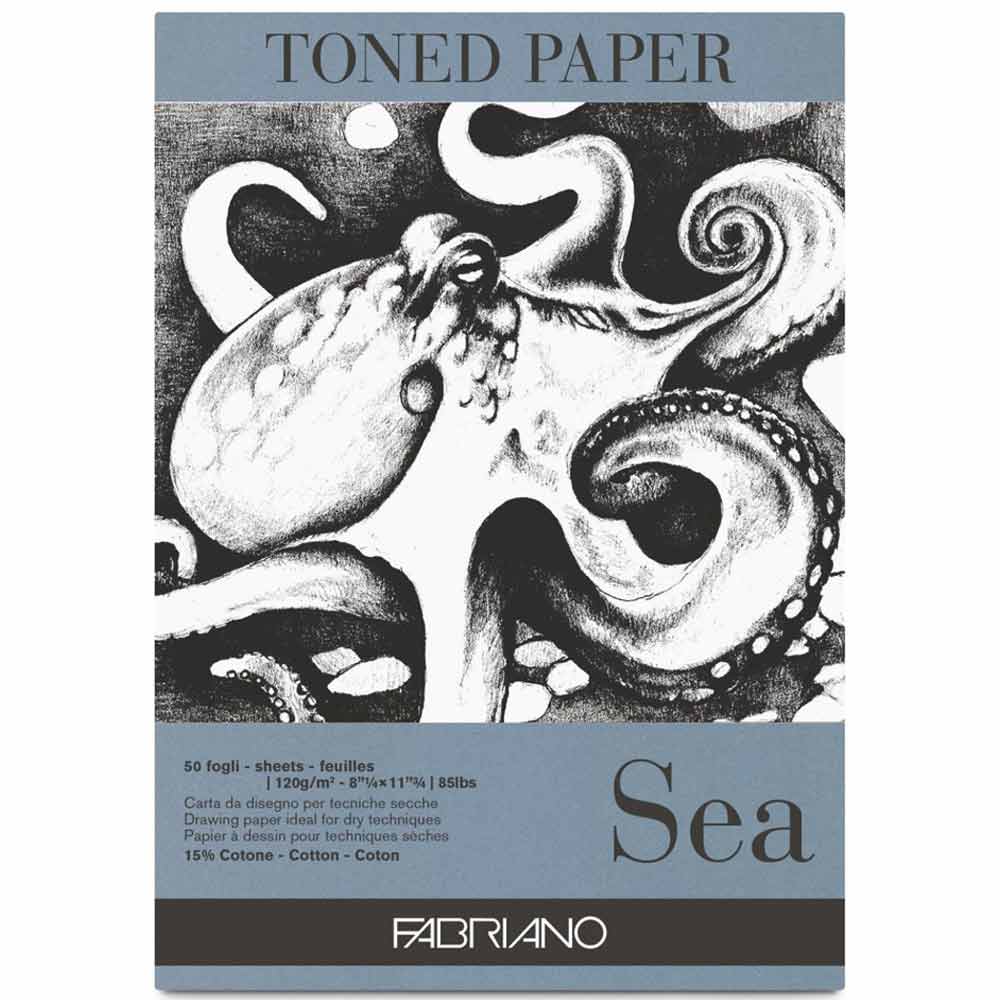 Fabriano Toned Paper Sea Eskiz ve Çizim Blok 120gr 50 Sayfa Deniz Rengi A4 (21x29.7cm)