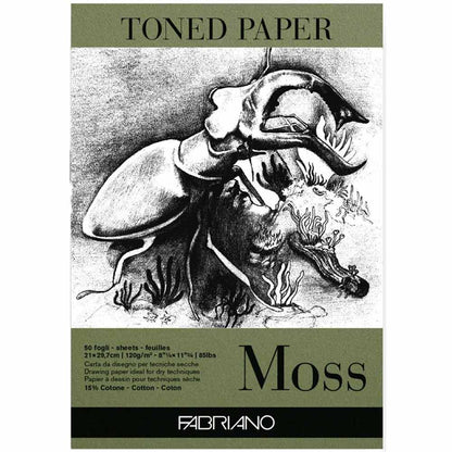 Fabriano Toned Paper Moss Eskiz ve Çizim Blok 120gr 50 Sayfa Yosun Rengi A4 (21x29.7cm)
