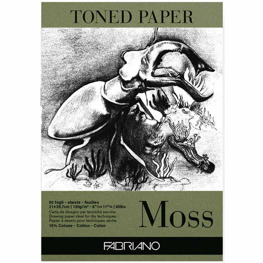 Fabriano Toned Paper Moss Eskiz ve Çizim Blok 120gr 50 Sayfa Yosun Rengi A4 (21x29.7cm)