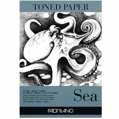 Fabriano Toned Paper Sea Eskiz ve Çizim Blok 120gr 50 Sayfa Deniz Rengi A3 (29.7x42cm)