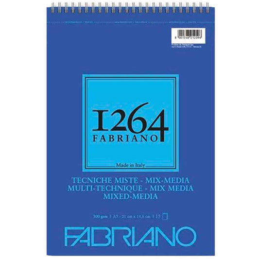 Fabriano 1264 Mix Media Spiralli Defter 300gr 15 Sayfa A5 (14.8x21cm)