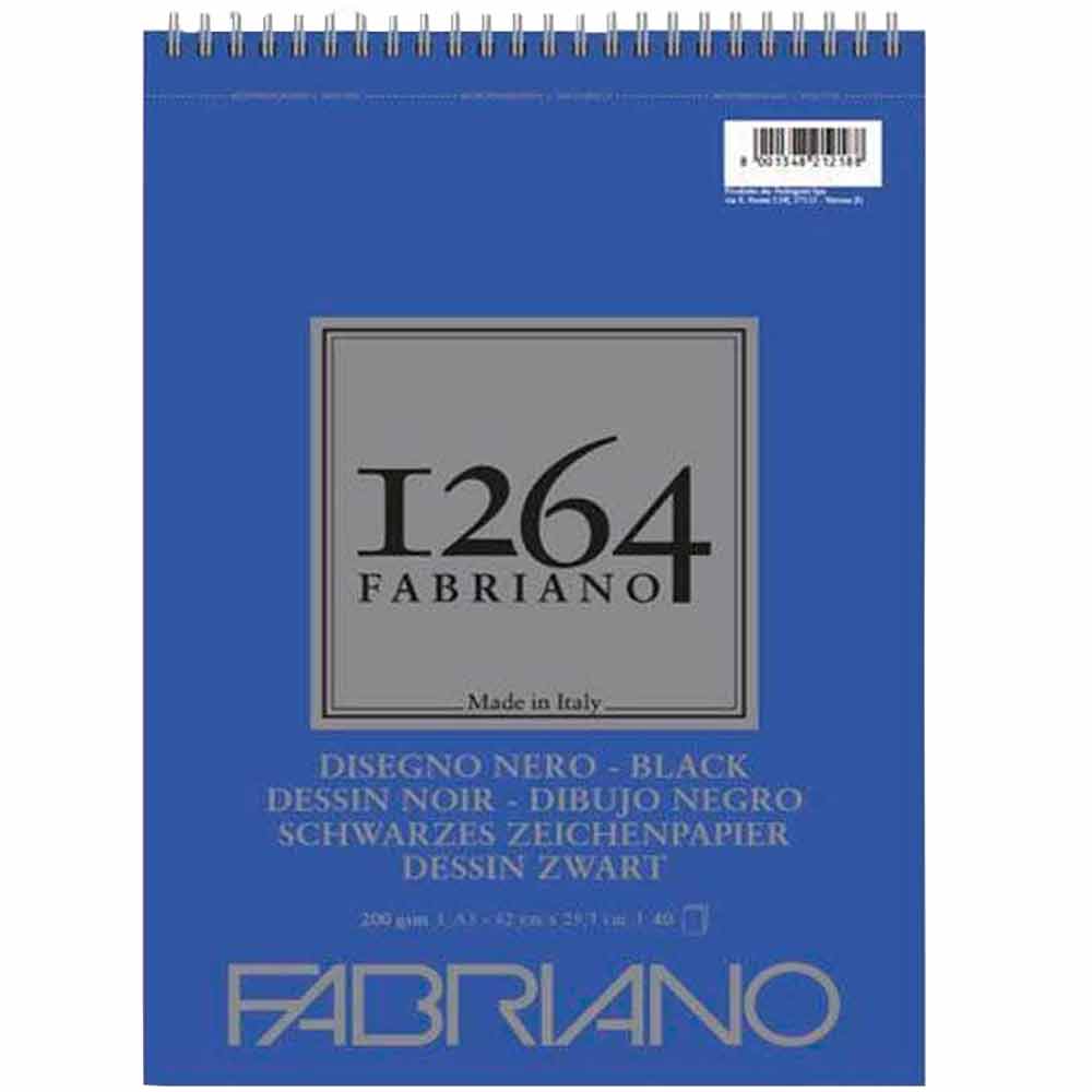 Fabriano 1264 Black Paper Spiralli 200gr 40 Sayfa A3 (29.7x42cm)
