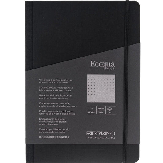 Fabriano Ecoqua Plus Fabric Notebook 90gr A5 Nero Dotted 80 Yaprak
