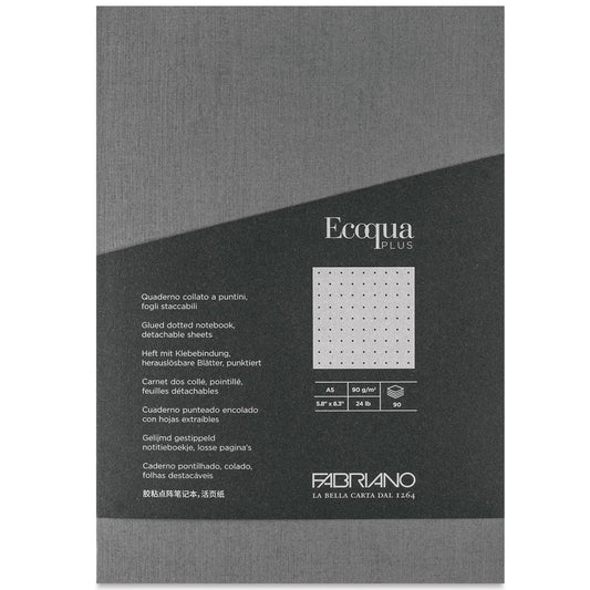 Fabriano Ecoqua Plus Fabric Notebook 90gr A4 Antracite Dotted 80 Yaprak