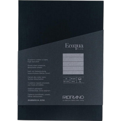 Fabriano Ecoqua Plus Fabric Notebook 90gr A5 Nero Ruled 80 Yaprak