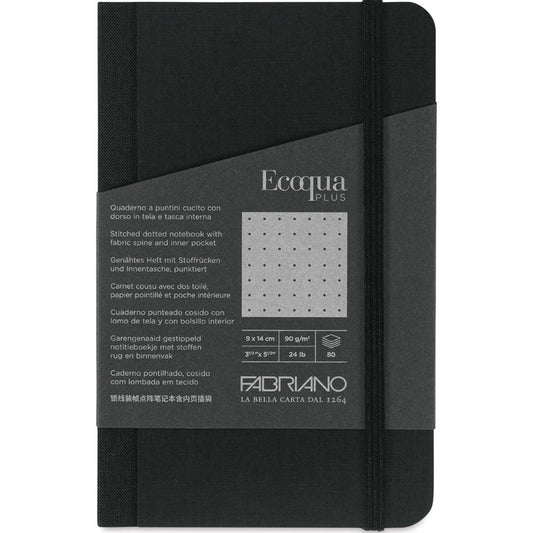 Fabriano Ecoqua Plus Fabric Notebook 90gr A6 Nero Dotted 80 Yaprak