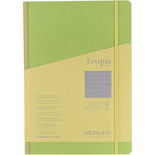 Fabriano Ecoqua Plus Fabric Notebook 90gr A4 Lime Ruled 80 Yaprak