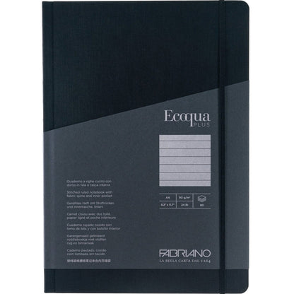 Fabriano Ecoqua Plus Fabric Notebook 90gr A4 Nero Ruled 80 Yaprak
