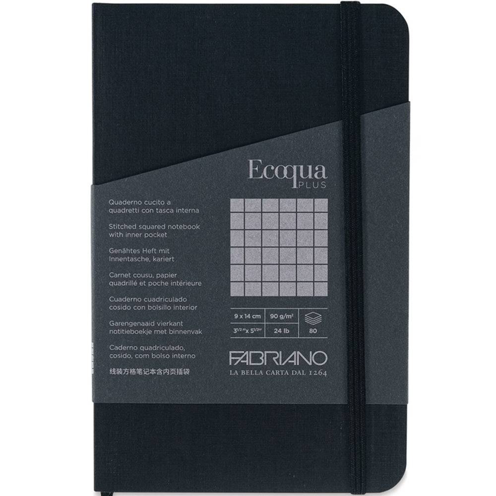 Fabriano Ecoqua Plus Stitch Notebook 90gr A6 Nero Squared 80 Yaprak
