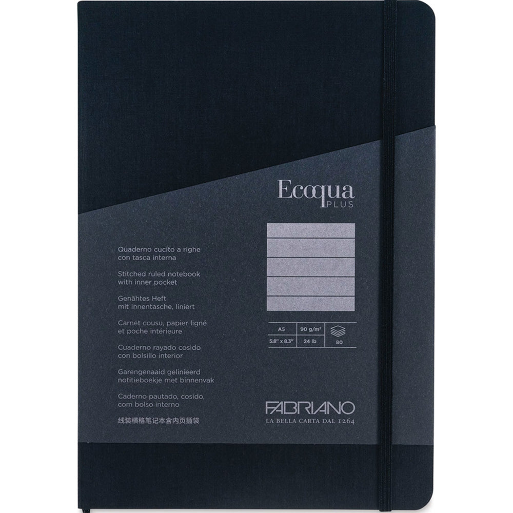 Fabriano Ecoqua Plus Stitch Notebook 90gr A5 Nero Ruled 80 Yaprak
