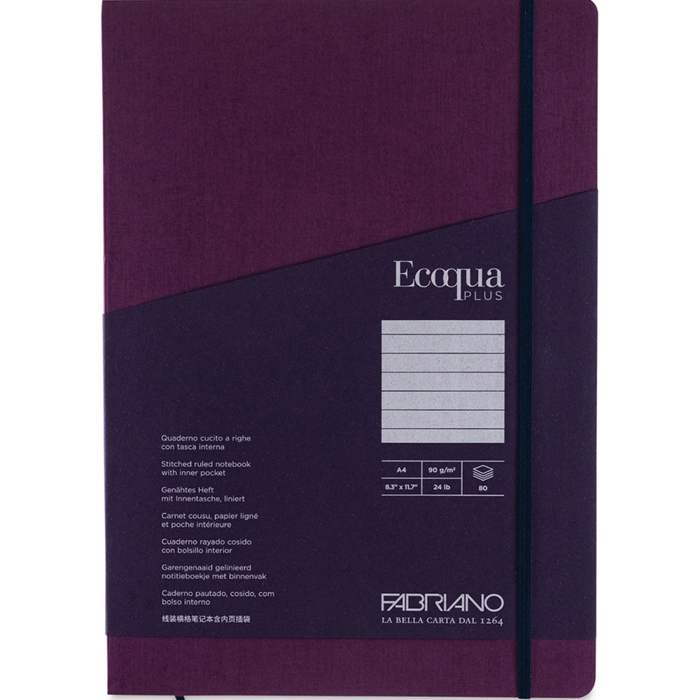 Fabriano Ecoqua Plus Stitch Notebook 90gr A4 Vino Ruled 80 Yaprak