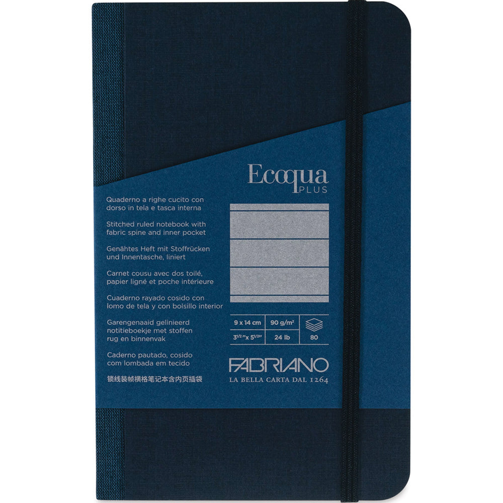 Fabriano Ecoqua Plus Fabric Notebook 90gr A6 Dark Blue Ruled 80 Yaprak