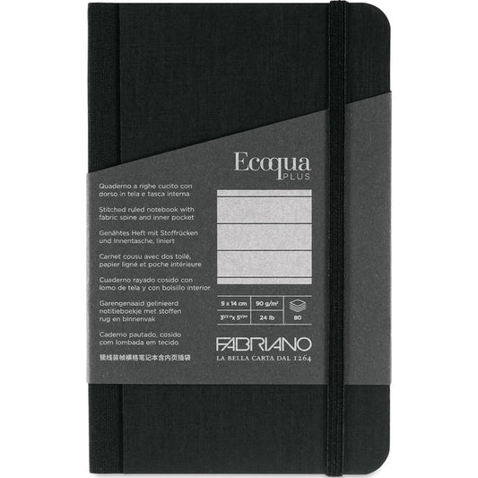Fabriano Ecoqua Plus Fabric Notebook 90gr A6 Nero Ruled 80 Yaprak