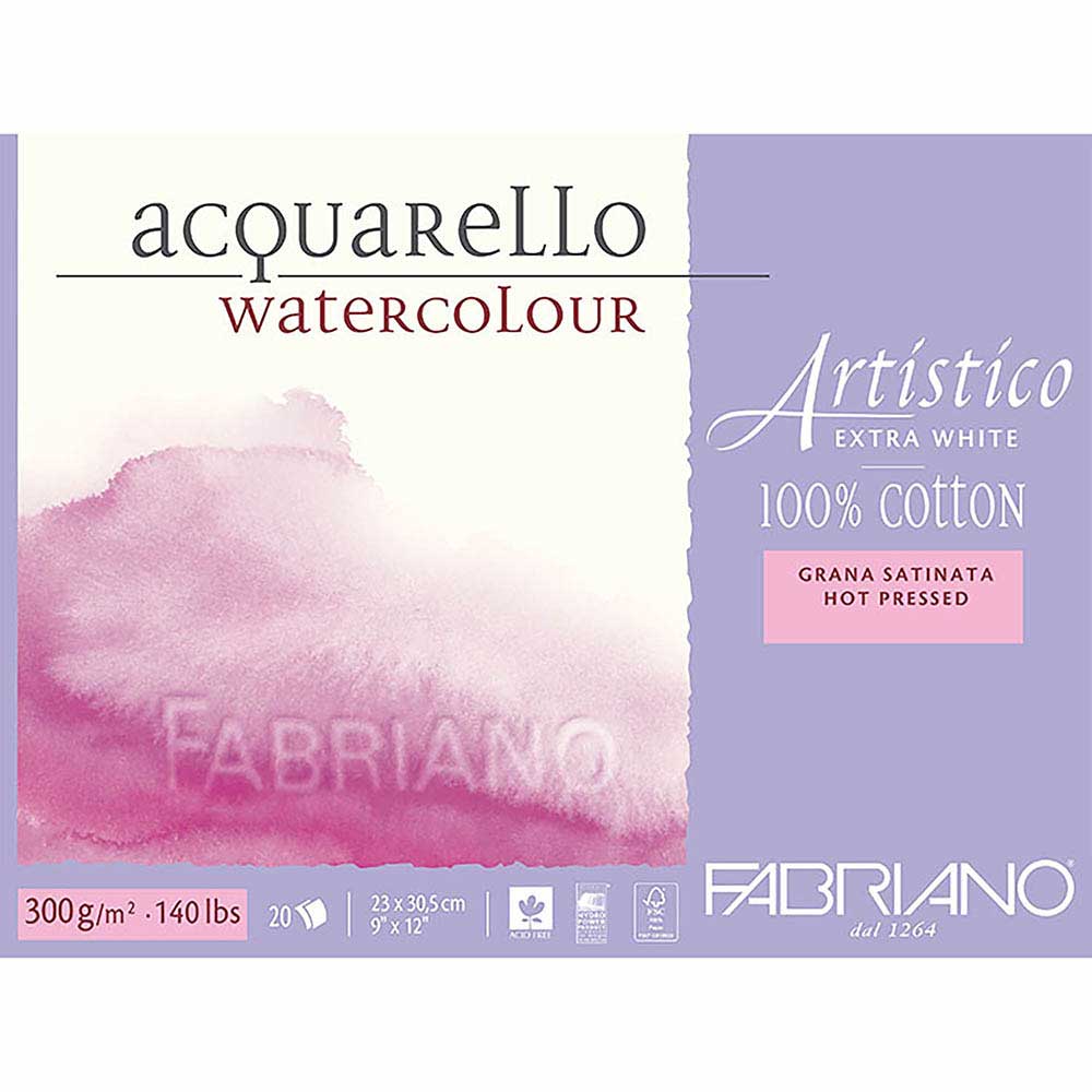 Fabriano Artistico Extra White Hot Pressed 300gr Sulu Boya Blok 20 Sayfa 23x30.5cm