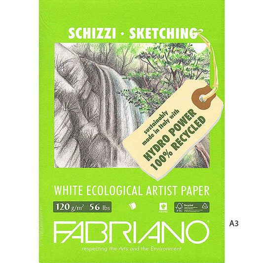 Fabriano White Ecological Artist Paper Natural Grain 120gr Çizim Blok 40 Sayfa A3 (29.7x42cm)