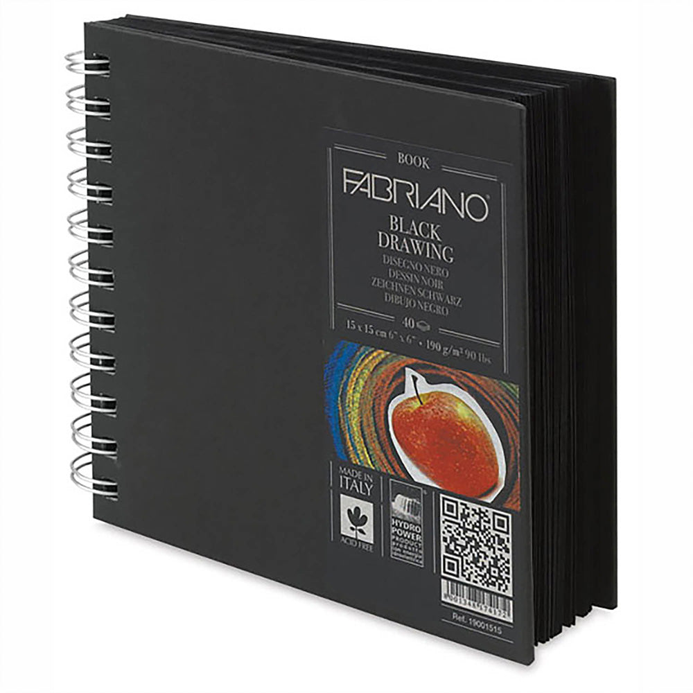 Fabriano Black Drawing Book Murillo Nero 190gr Squared Spiralli Çizim Blok 40 Sayfa 30x30cm