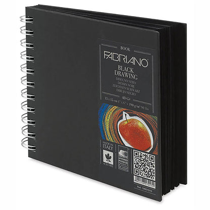 Fabriano Black Drawing Book Murillo Nero 190gr Squared Spiralli Çizim Blok 40 Sayfa 30x30cm