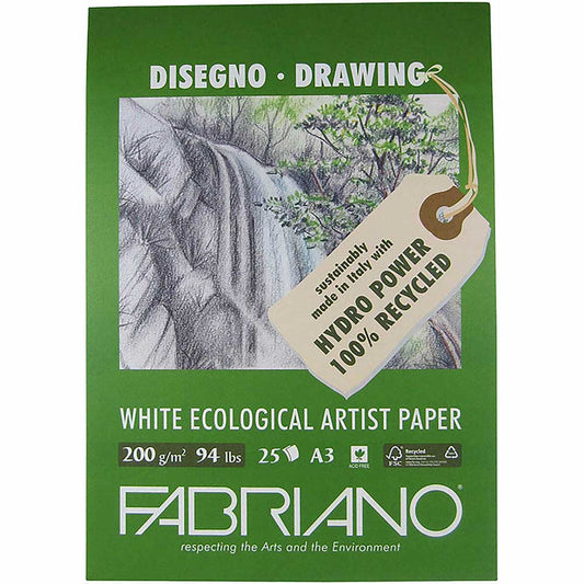 Fabriano White Ecological Artist Paper Natural Grain 200gr Çizim Blok 25 Sayfa A3 (29.7x42cm)
