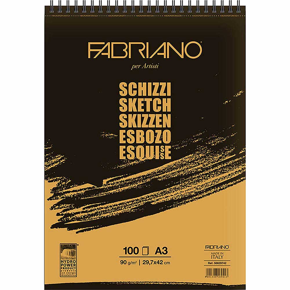 Fabriano Schizzi Sketch Pad Natural Grain 90gr Spiralli Çizim Defteri 100 Sayfa A3 (29.7x42cm)