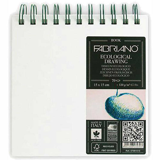 Fabriano Ecological Drawing Book 120gr Squared Spiralli Çizim Blok 70 Sayfa 15x15cm