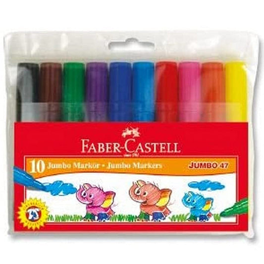 Faber Castell Jumbo 47 Keçeli Kalem 10'lu Poşet