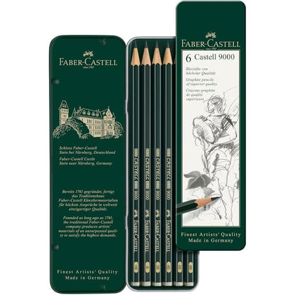 Faber Castell 9000 6'lı Metal Kutu (HB,B,2B,4B,6B,8B)