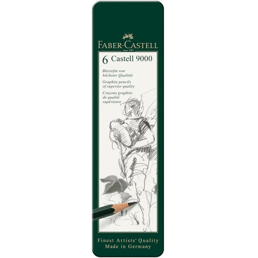 Faber Castell 9000 6'lı Metal Kutu (HB,B,2B,4B,6B,8B)
