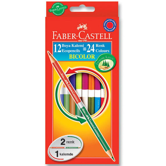 Faber Castell Bicolor Colour Pencils 12'li Karton Kutu (24 Renk)