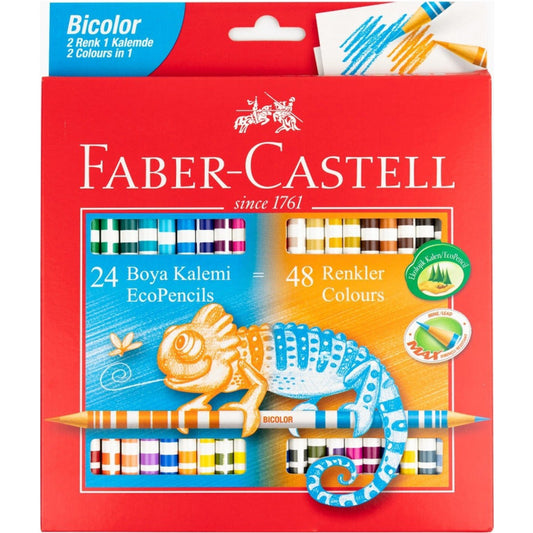 Faber Castell Bicolor Colour Pencils 24'lü Karton Kutu (48 Renk)