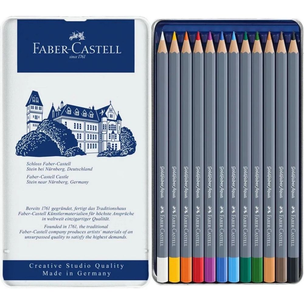 Faber Castell Goldfaber Aqua Boya Kalemi 12'li Metal Kutu
