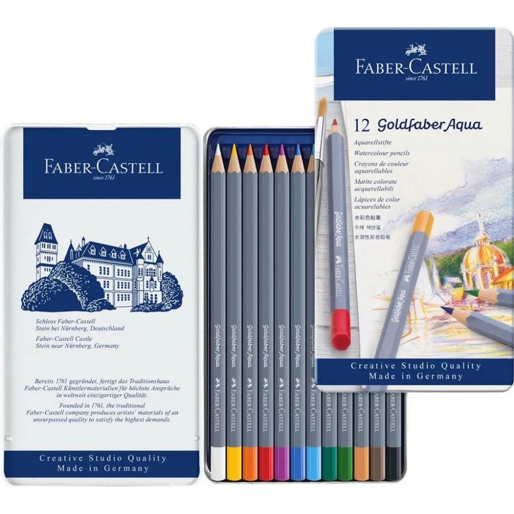Faber Castell Goldfaber Aqua Boya Kalemi 12'li Metal Kutu