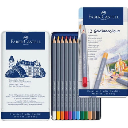 Faber Castell Goldfaber Aqua Boya Kalemi 12'li Metal Kutu